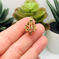 4 or 20 Pieces: Light Gold Lotus Bead Diffuser Lockets