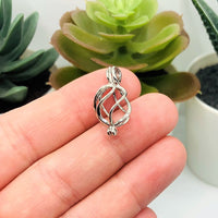 Antique Silver Spiral Bead Diffuser Lockets, 22x11mm