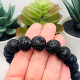 14 mm Black Lava Stone Diffuser Beads, 14 beads per strand