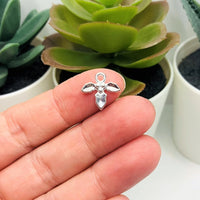 4, 20 or 50 Pieces: Silver Mistletoe Holly Christmas Charms - Double Sided