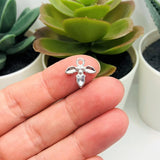 4, 20 or 50 Pieces: Silver Mistletoe Holly Christmas Charms - Double Sided