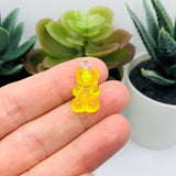 4, 20 or 50 Pieces: Yellow Gummy Bear Resin 3D Charms with eye screw