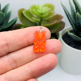 Red Orange Gummy Bear Resin 3D Charms with eye screw, 20x12mm