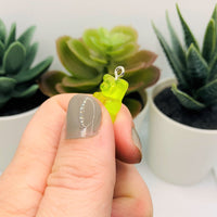 4, 20 or 50 Pieces: Neon Green Gummy Bear Resin 3D Charms with eye screw