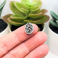 4, 20 or 50 Pieces: Silver Oval Filigree Spacer Charm Beads - Double Sided