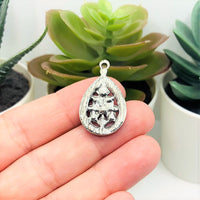 4, 20 or 50 Pieces: Antique Silver and Blue Boho Teardrop Charms
