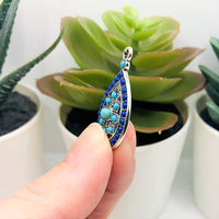 4, 20 or 50 Pieces: Antique Silver and Blue Boho Teardrop Charms