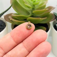 4, 20 or 50 Pieces: 303 Stainless Steel, 18k Gold, Light Purple June Birthstone Rhinestone Charms