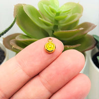 4, 20 or 50 Pieces: 303 Stainless Steel, 18k Gold, Yellow November Birthstone Rhinestone Charms