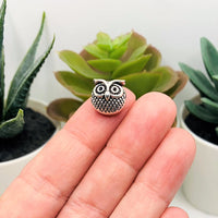 4, 20 or 50 Pieces: Antique Silver Owl Spacer Beads, 11x11mm - Double Sided