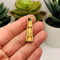 4 or 12 Pieces: Pink and Gold Lipstick Makeup Charms