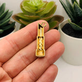 4 or 12 Pieces: Pink and Gold Lipstick Makeup Charms