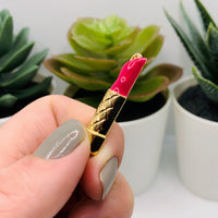 4 or 12 Pieces: Pink and Gold Lipstick Makeup Charms