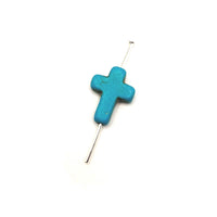 24 Turquoise colored Howlite Cross Beads