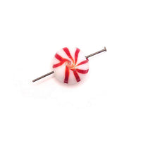 4, 20 or 50 Pieces: Red and White Mint Candy Glass Lampwork Beads