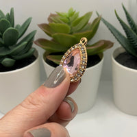 2 Pieces Light Pink and Diamond Rhinestone Pendants