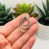 Silver Triple Teardrop Pendants, 35x21mm