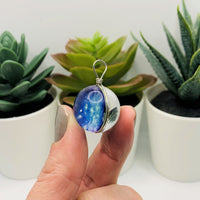 2 Wire Wrapped Glass Blue Galaxy Nebula Pendant Charms