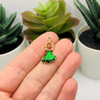 4, 20 or 50 Pieces: Green and Gold Flamenco Dress Charms