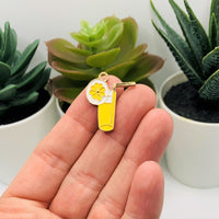 4, 20 or 50 Pieces: Yellow Enamel Lemonade Charms