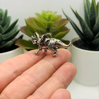 1, 4 or 20 Pieces: Silver Triceratops 3D Dinosaur Charms