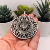 Large Silver Tribal Ethnic Necklace Pendants, 68x56mm