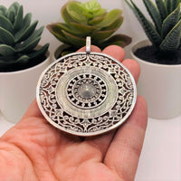 Large Silver Tribal Ethnic Necklace Pendants, 68x56mm
