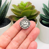 1, 4, 20 or 50 Pieces: Antique Silver Fireman Badge Symbol Charms