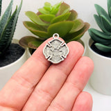 1, 4, 20 or 50 Pieces: Antique Silver Fireman Badge Symbol Charms