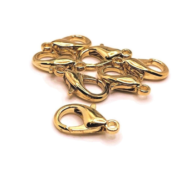 100 or 500 Pieces: Large 8 x 16 mm Light Gold / KC Gold Lobster