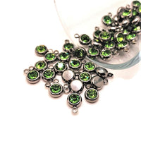 4, 20 or 50 Pieces: 201 Stainless Steel, Light Green Peridot August Birthstone Rhinestone Charms