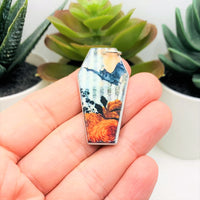 Fall/Autumn Coffin with Bat Charms, 41x21mm