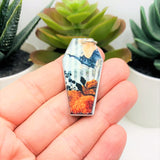 Fall/Autumn Coffin with Bat Charms, 41x21mm