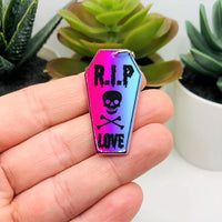 1, 4 or 20 Pieces: Punk Valentine's Day RIP Coffin Charms - Double Sided