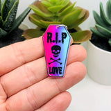 1, 4 or 20 Pieces: Punk Valentine's Day RIP Coffin Charms - Double Sided