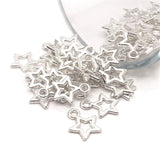 4, 20 or 50 Pieces: Silver Plated Open Star Charms