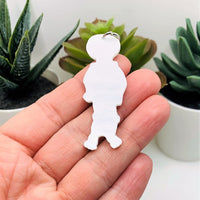 White and Black Crayon Drawing Skeleton Pendant Charms, 52x19mm