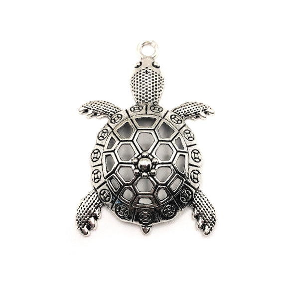 4, 20 or 50 Pieces: Large Silver Turtle Pendants