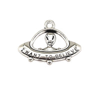 4, 20 or 50 Pieces: Silver I Want to Believe Alien Ship Charms