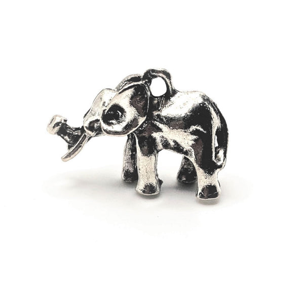 1, 4 or 20 Pieces: Silver African Elephant 3D Charms