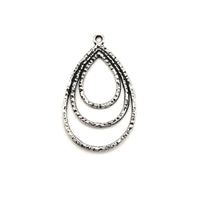 Silver Triple Teardrop Pendants, 35x21mm
