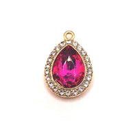 2 Bright Pink and Diamond Rhinestone Pendants