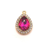 2 Bright Pink and Diamond Rhinestone Pendants