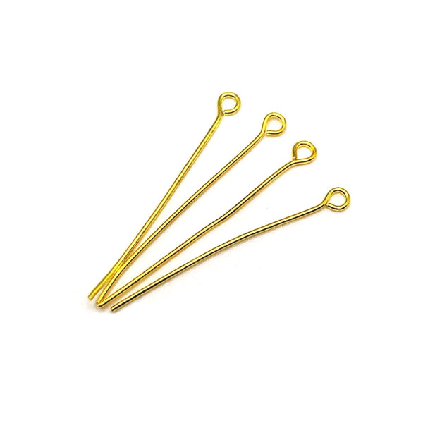 100 or 500 Pieces: 35 mm Gold Plated Eye pins, 21g – Guerrilla Charm