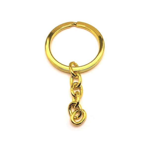 Nickel Plated Key Chain Rings W/ Chain & Split Rings Jewelry Connectors 50  Pcs