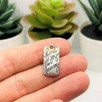 4, 20 or 50 Pieces: Silver Find the Joy in the Journey Affirmation Tag Charms
