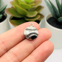 Silver Baseball Softball Sport Charms, 18x14.5mm