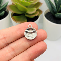 Silver Baseball Softball Sport Charms, 18x14.5mm