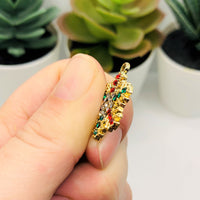 4, 20 or 50 Pieces: Gold Toned Rhinestone Snowflake Charms
