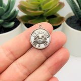 12 or 60 Pieces: Antiqued Silver Zodiac/Astrology Coin Charm Set - Double Sided